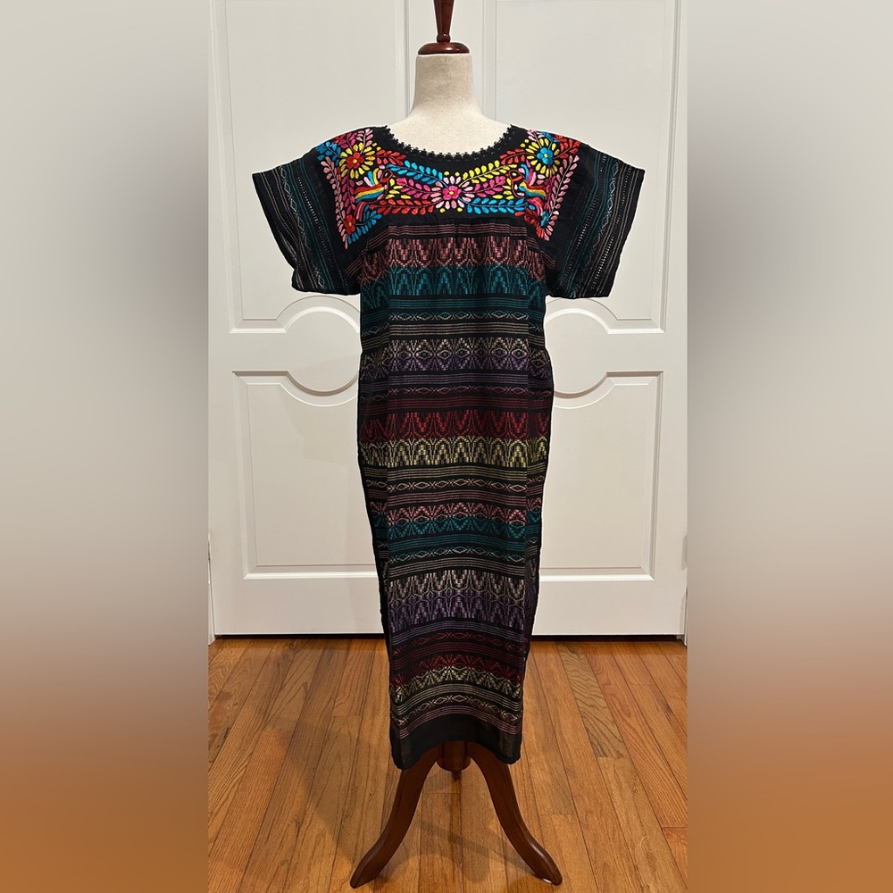 Paloma Embroidered Mexican Dress with handloom fabric and Silk threads.